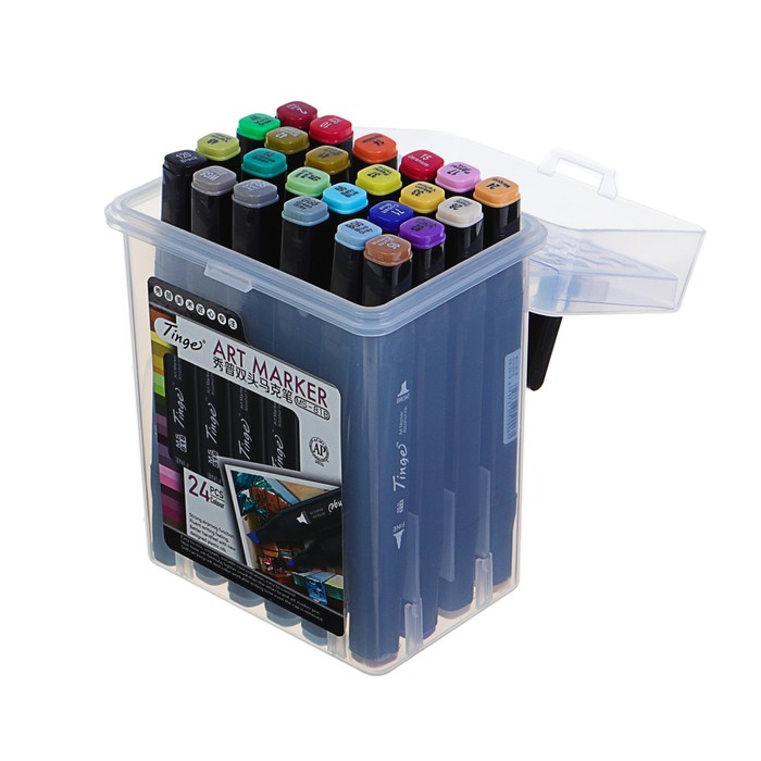 Набор маркеров профессиональных двусторонних черный корпус 24шт/24цв Набор B MS-818