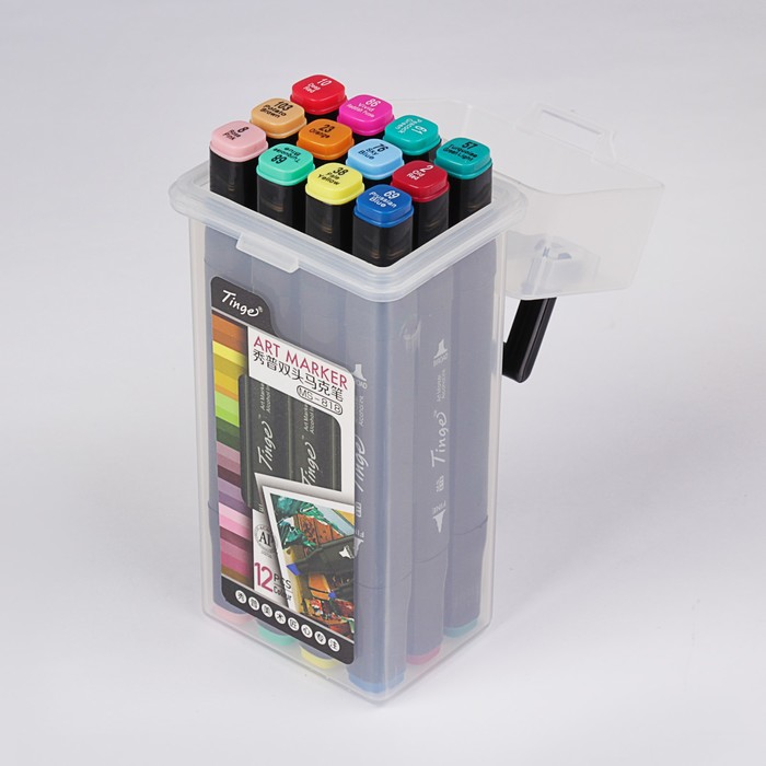 Набор маркеров профессиональных двусторонних черный корпус 12шт/12цв Набор B MS-818