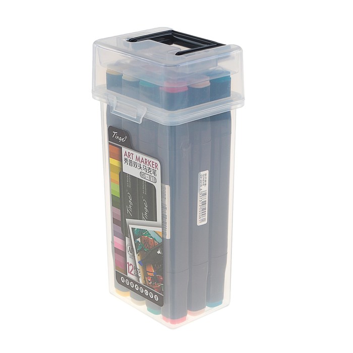 Набор маркеров профессиональных двусторонних черный корпус 12шт/12цв Набор C MS-818