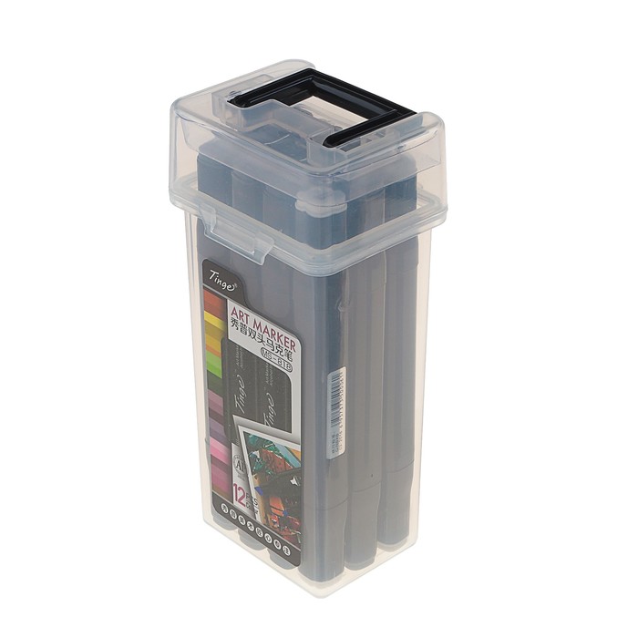 Набор маркеров профессиональных двусторонних черный корпус 12шт/12цв Оттенки серого MS-818