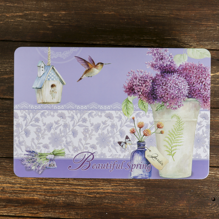 Шкатулка металл прямоугольник "Лаванда и гортензия" 7х30х20 см