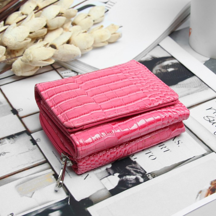 Кошелёк женский, 2 отдела на молнии, 2 отдела, для карт на клапане, цвет розовый