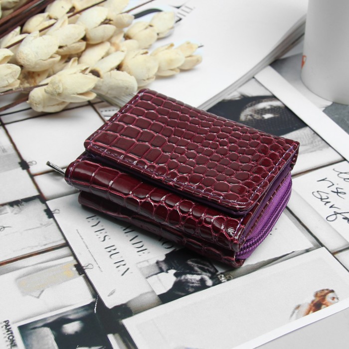 Кошелёк женский, 2 отдела на молнии, 2 отдела, для карт на клапане, цвет фиолетовый