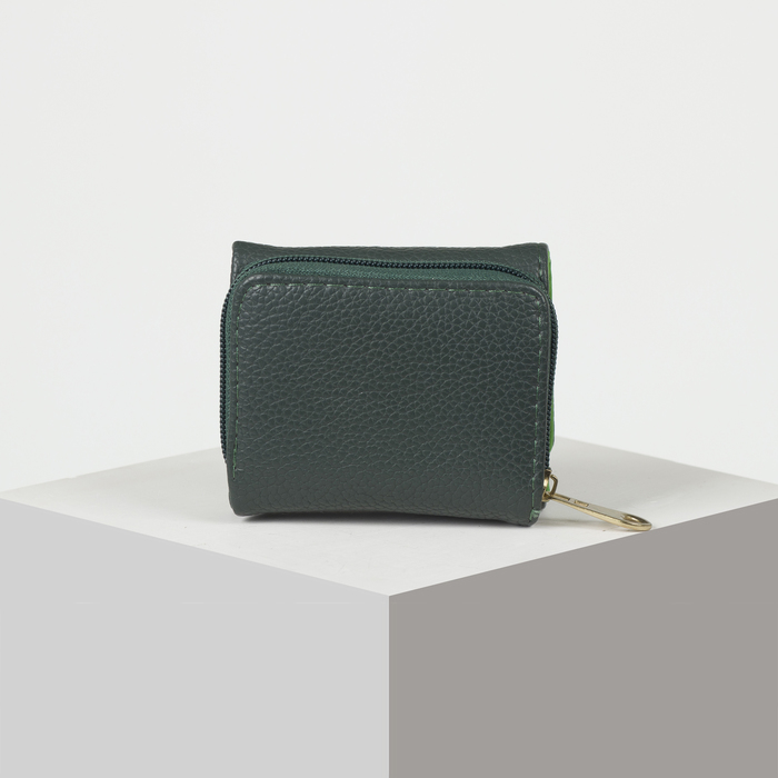 Кошелёк женский, 2 отдела на молнии, 2 отдела, для карт на клапане, цвет зелёный