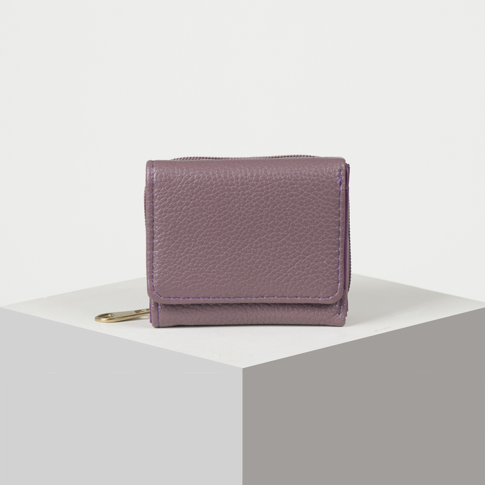 Кошелёк женский, 2 отдела на молнии, 2 отдела, для карт на клапане, цвет сиреневый