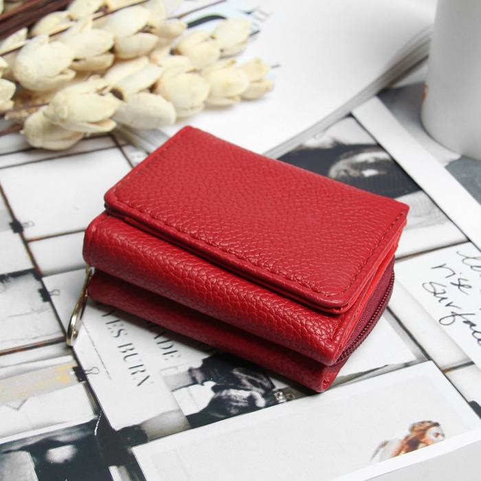 Кошелёк женский, 2 отдела на молнии, 2 отдела, для карт на клапане, цвет бордовый