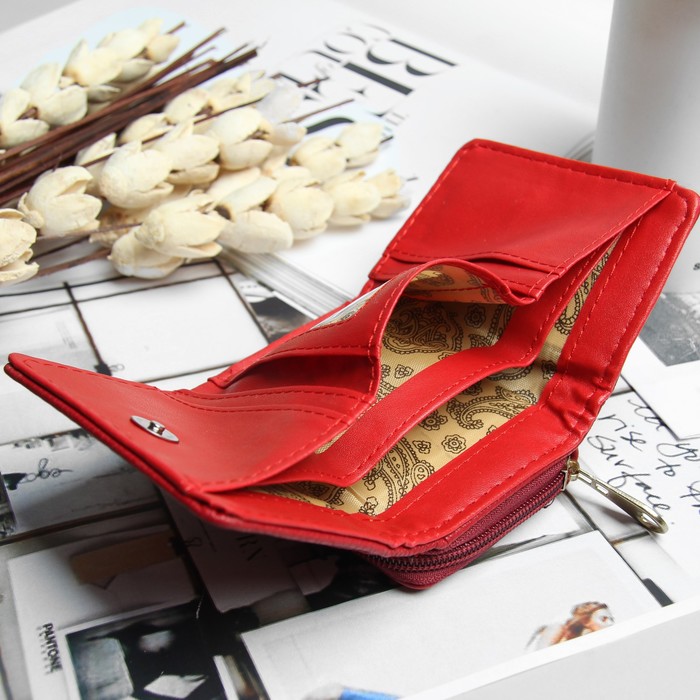 Кошелёк женский, 2 отдела на молнии, 2 отдела, для карт на клапане, цвет бордовый