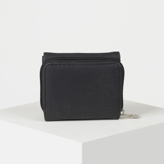 Кошелёк женский, 2 отдела на молнии, 2 отдела, для карт на клапане, цвет чёрный