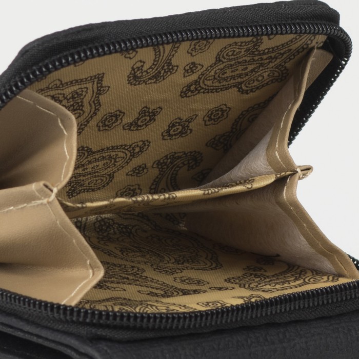 Кошелёк женский, 2 отдела на молнии, 2 отдела, для карт на клапане, цвет чёрный