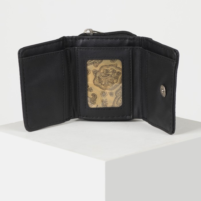 Кошелёк женский, 2 отдела на молнии, 2 отдела, для карт на клапане, цвет чёрный