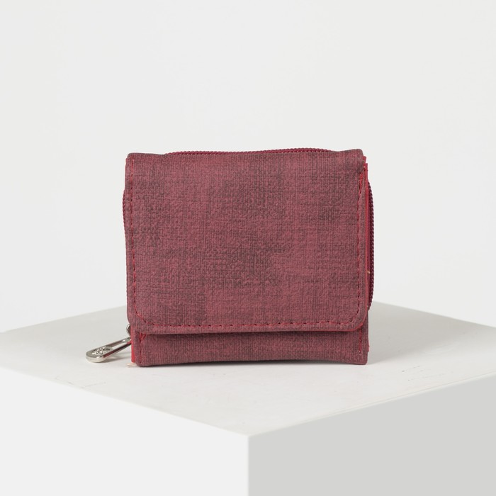 Кошелёк женский, 2 отдела на молнии, 2 отдела, для карт на клапане, цвет бордовый