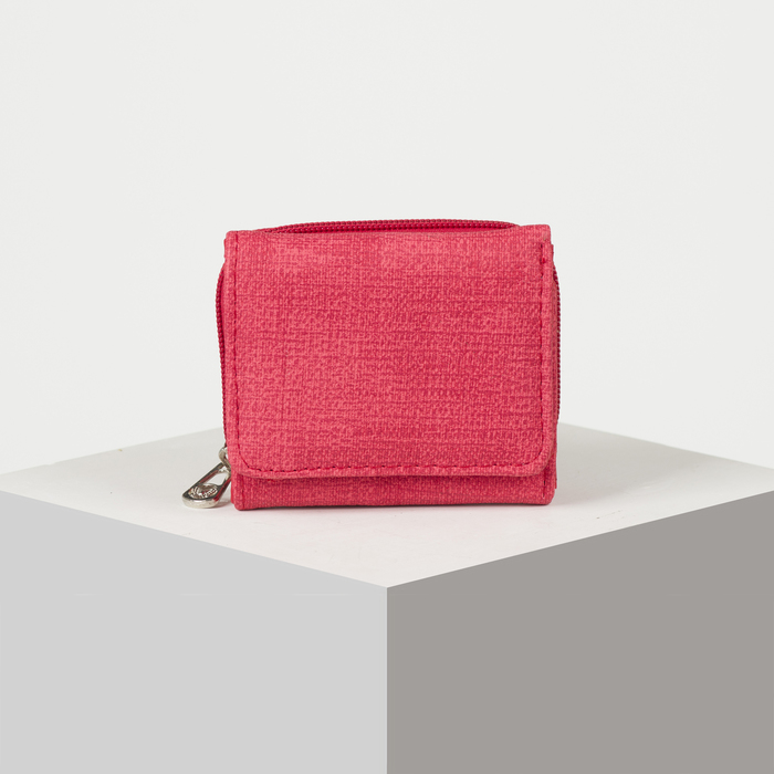 Кошелёк женский, 2 отдела на молнии, 2 отдела, для карт на клапане, цвет красный