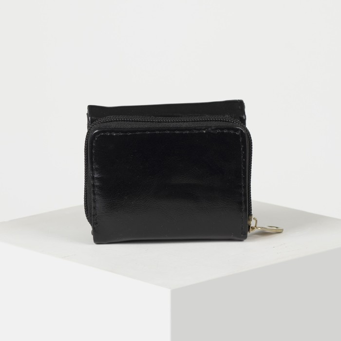 Кошелёк женский, 2 отдела на молнии, 2 отдела, для карт на клапане, цвет чёрный