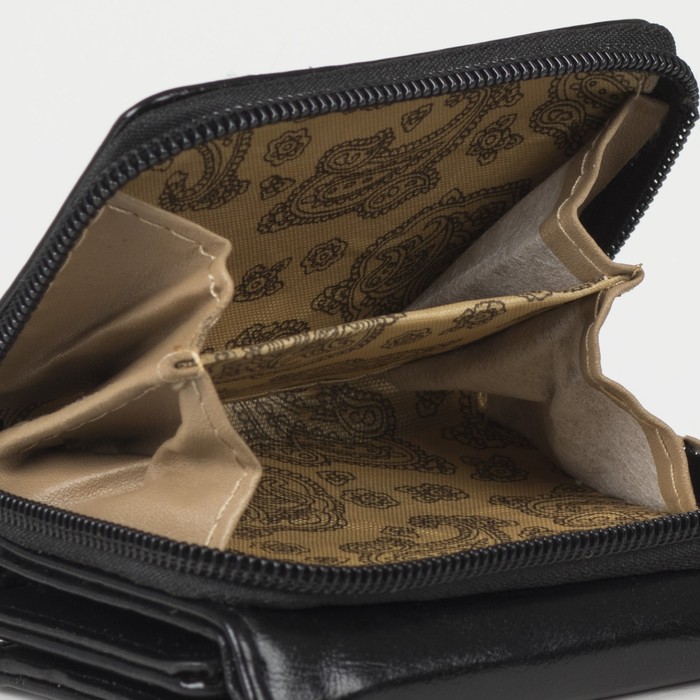 Кошелёк женский, 2 отдела на молнии, 2 отдела, для карт на клапане, цвет чёрный