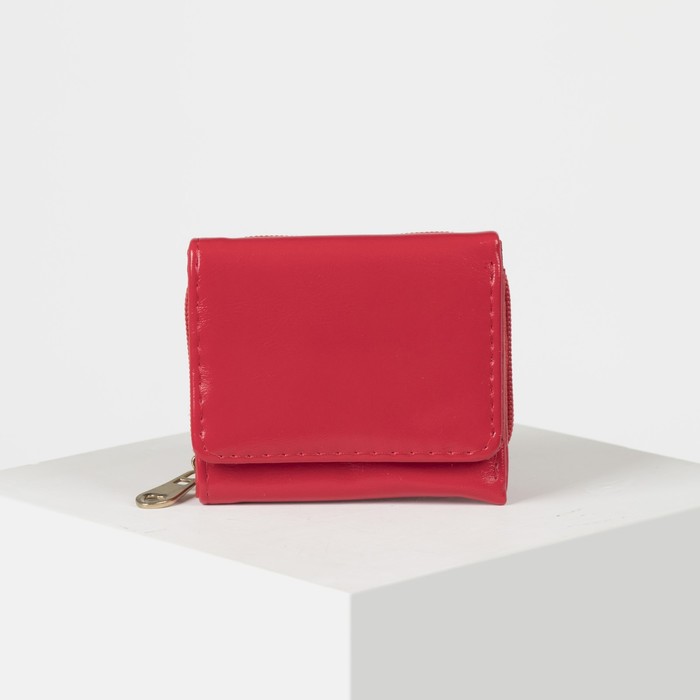 Кошелёк женский, 2 отдела на молнии, 2 отдела, для карт на клапане, цвет красный