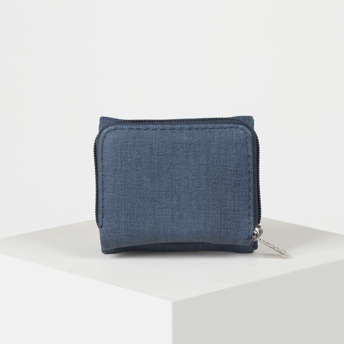 Кошелёк женский, 2 отдела на молнии, 2 отдела, для карт на клапане, цвет синий