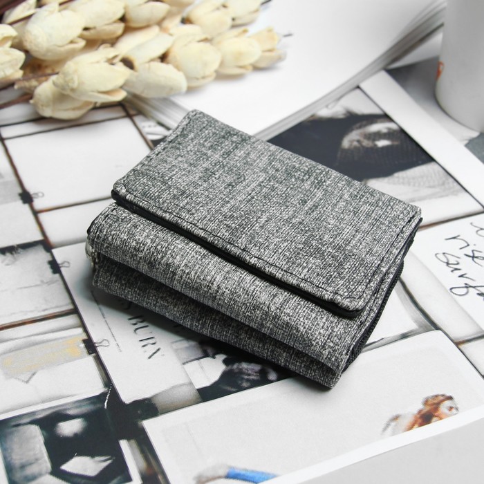 Кошелёк женский, 2 отдела на молнии, 2 отдела, для карт на клапане, цвет серый