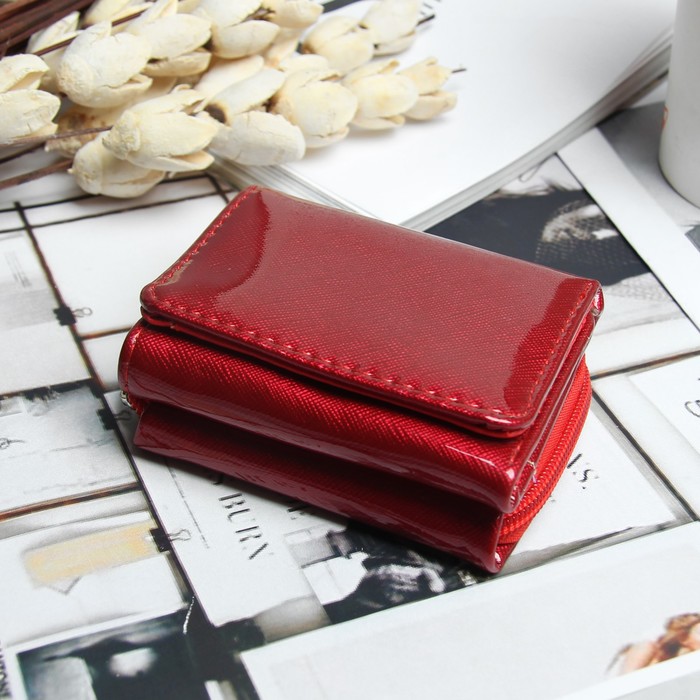 Кошелёк женский, 2 отдела на молнии, 2 отдела, для карт на клапане, цвет бордовый