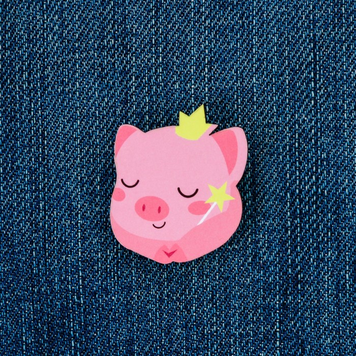 Значок деревянный "Хрюшка"