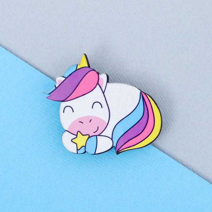 Значок деревянный "Единорог"