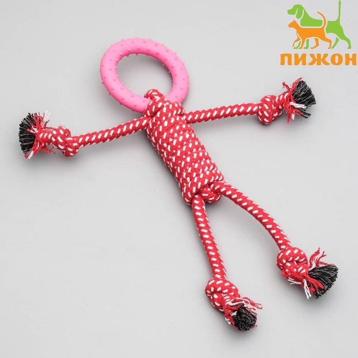 Игрушка канатная Человечек с игрушкой из термопластичной резины, микс цветов
