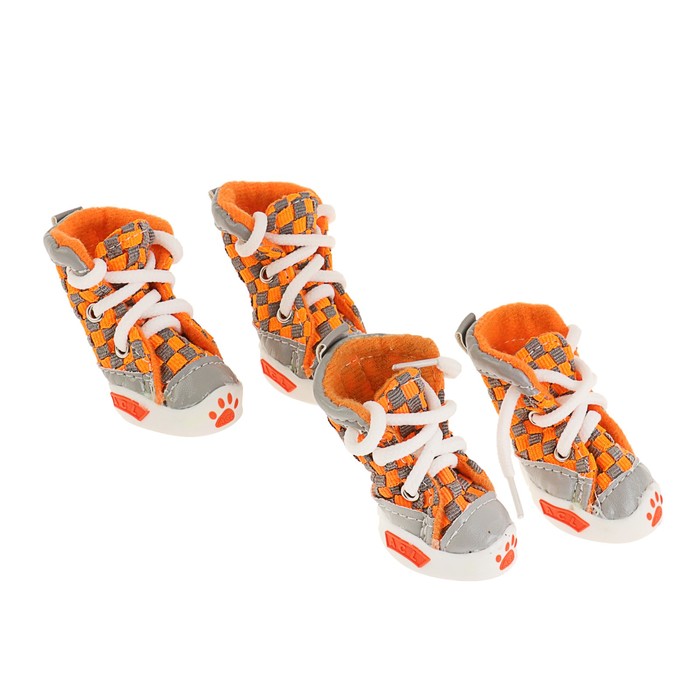 Кеды для собак "Неон", набор 4 шт, размер 2, серо-оранжевые