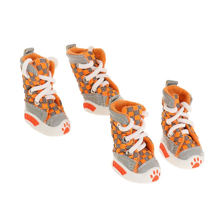 Кеды для собак "Неон", набор 4 шт, размер 3, серо-оранжевые