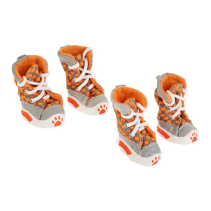 Кеды для собак "Неон", набор 4 шт, размер 5, серо-оранжевые