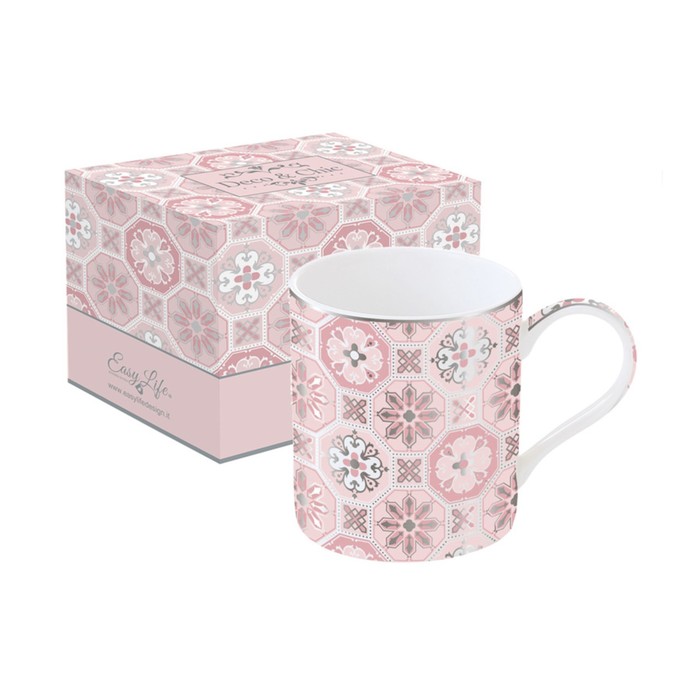 Кружка «Изразцы» 350 мл, розовая в подарочной упаковке