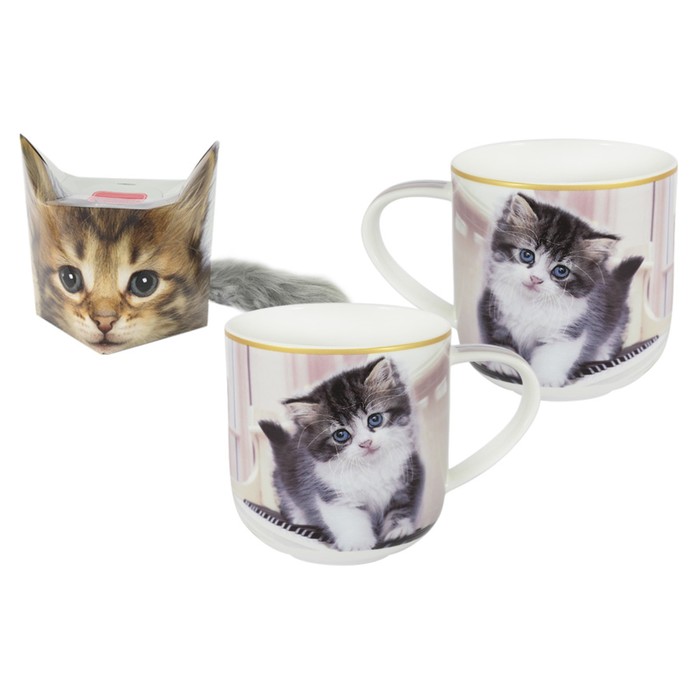 Кружка «Котёнок на рояле» 0.5 л, в подарочной упаковке с брелком