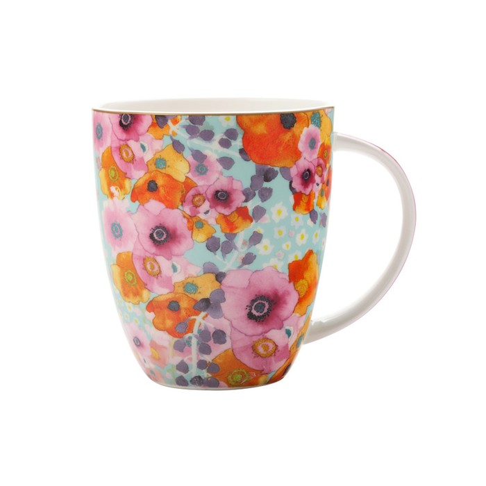 Кружка «Цветы» 400 мл, голубая, в подарочной упаковке