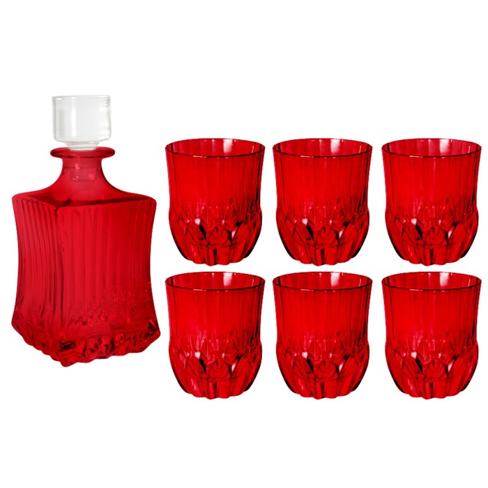 Набор для виски «Адажио - красная» штоф 0.7л  + 6 стаканов 350 мл