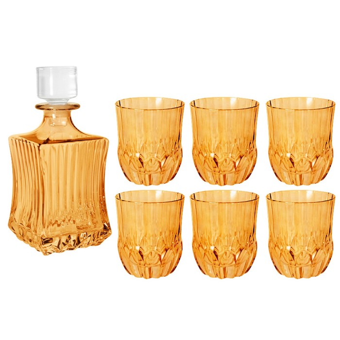 Набор для виски «Адажио - янтарная» штоф 0.7 л  + 6 стаканов 350 мл