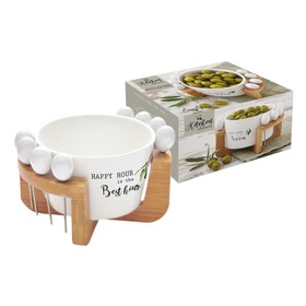 

Набор для закусок Kitchen Elements, чаша для оливок 16 см + 8 шпажек
