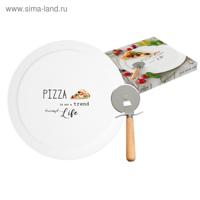 фото Набор для пиццы kitchen elements, блюдо 36 см и нож для пиццы, в подарочной упаковке easy life