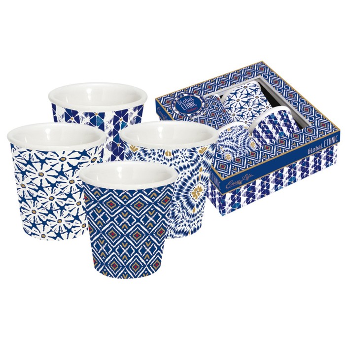 Набор кружек для эспрессо «Шибори» 100 мл, в подарочной упаковке, 4 предмета