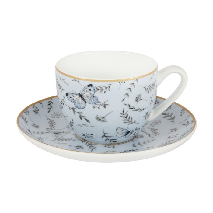 Чайная пара «Камея» 220 мл, голубая, в цветной упаковке