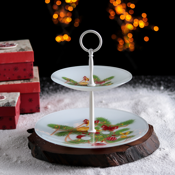 Этажерка "Еловая ветвь" 2-х ярусная 16,5x24 см в подар упак