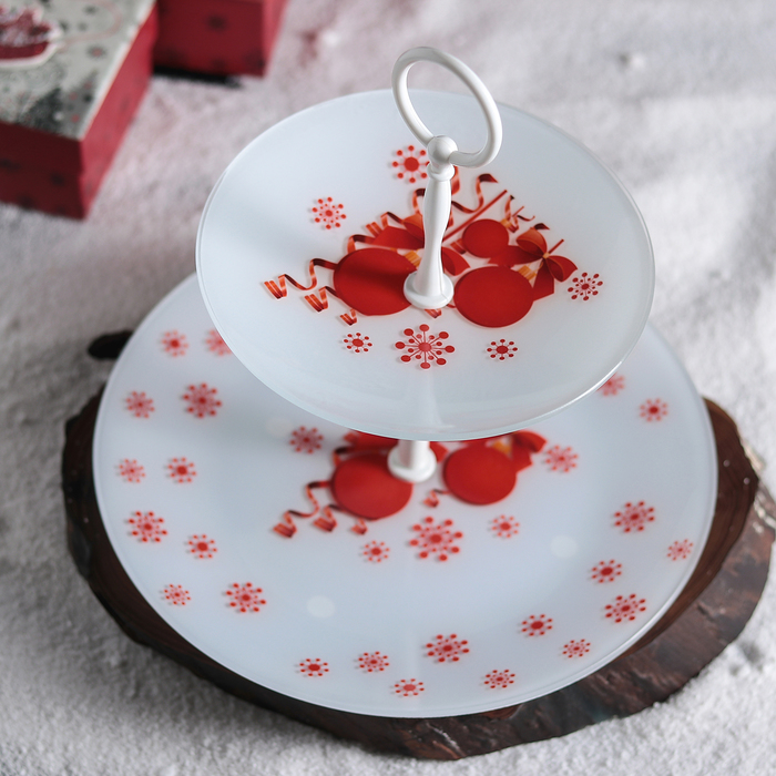 Этажерка "Новогодние шары" 2-х ярусная 16,5x24 см в подар упак