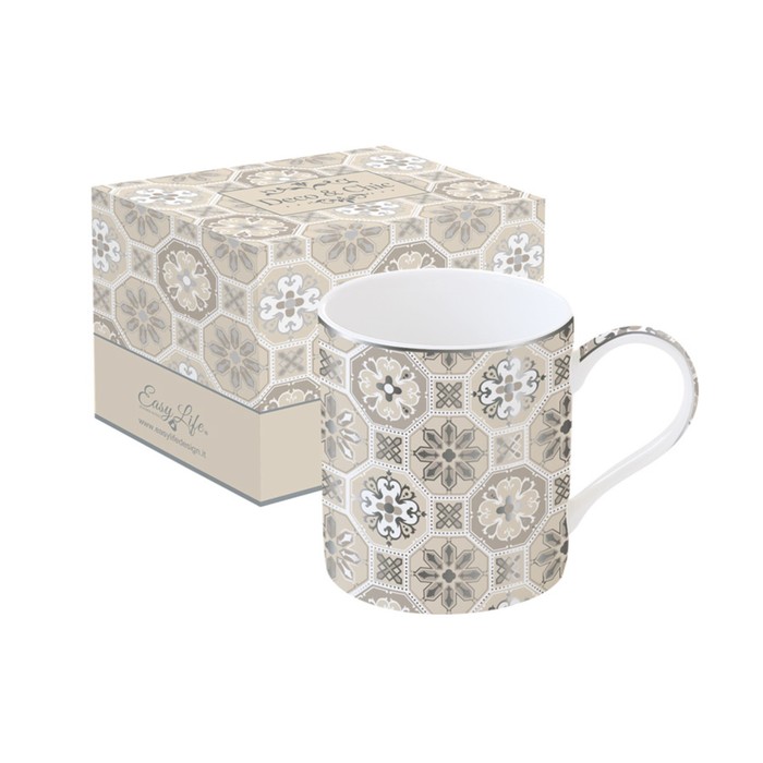 Кружка «Изразцы» 350 мл, серая в подарочной упаковке