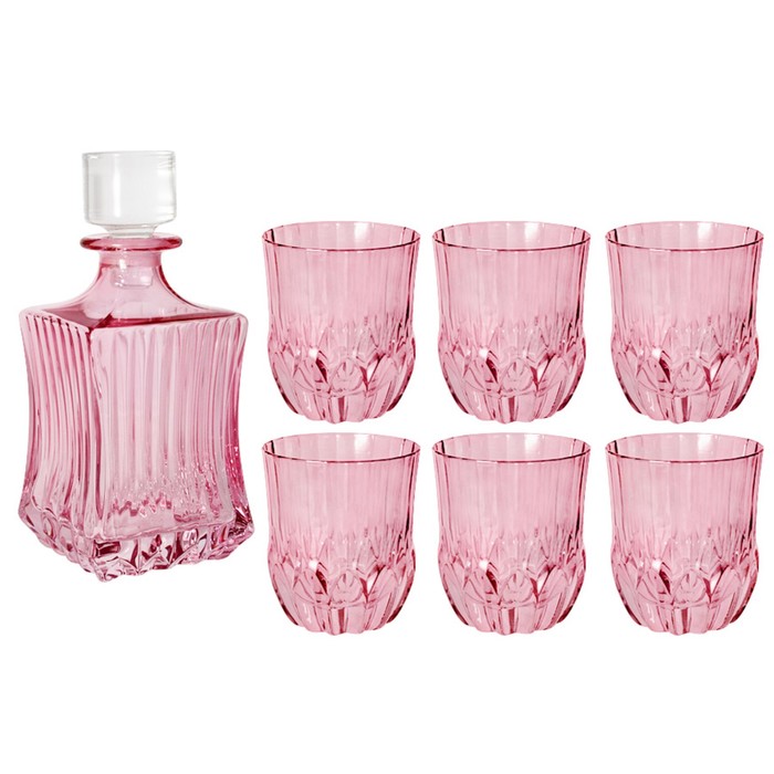 Набор для виски «Адажио - розовая» штоф 0.7 л + 6 стаканов 350 мл