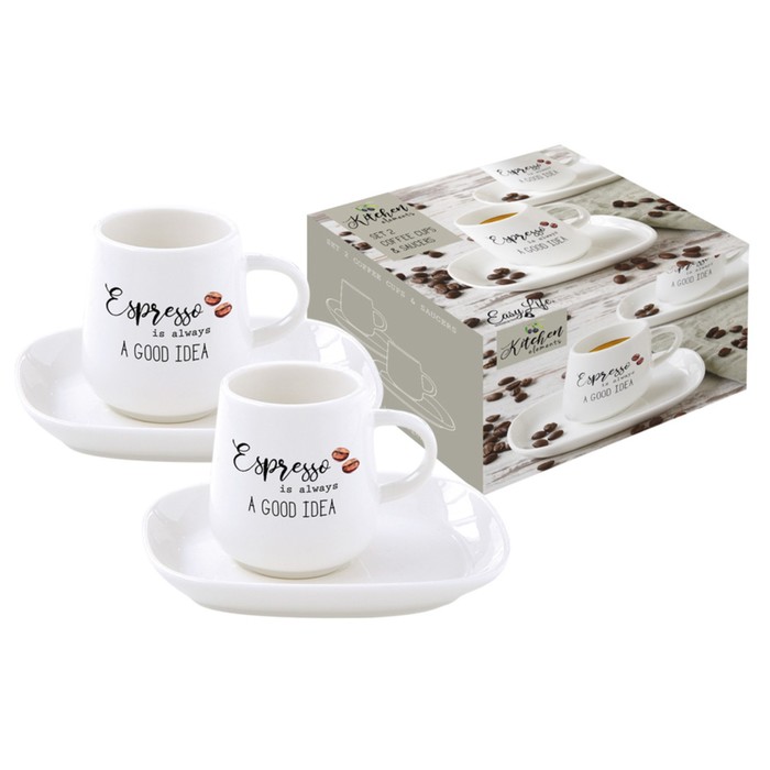 Набор кофейных пар «Kitchen Elements» 4 предмета на 2 персоны, в подарочной упаковке