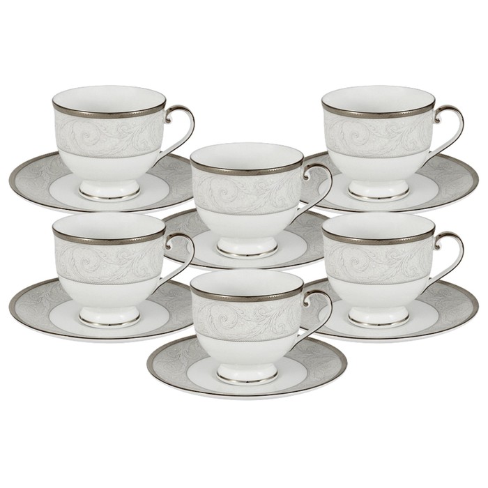 Набор чайных пар «Ноктюрн» 12 предметов на 6 персон, 240 мл