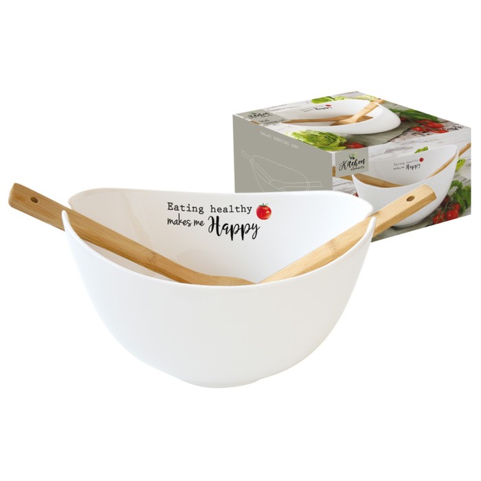 Салатник с ложками Kitchen Elements 28 × 16 см, в подарочной упаковке
