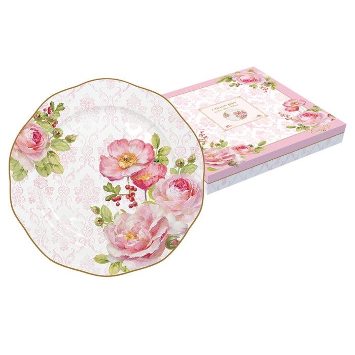 Тарелка десертная «Дамасская роза» 20 см, в подарочной упаковке