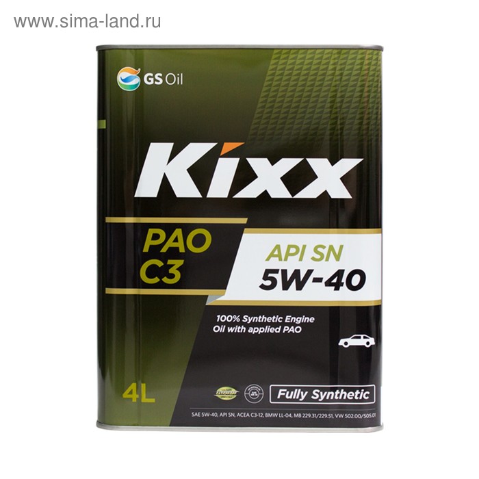 Масло моторное Kixx PAO C3 5W-40, 4 л масло моторное kixx pao1 0w 40 4 л