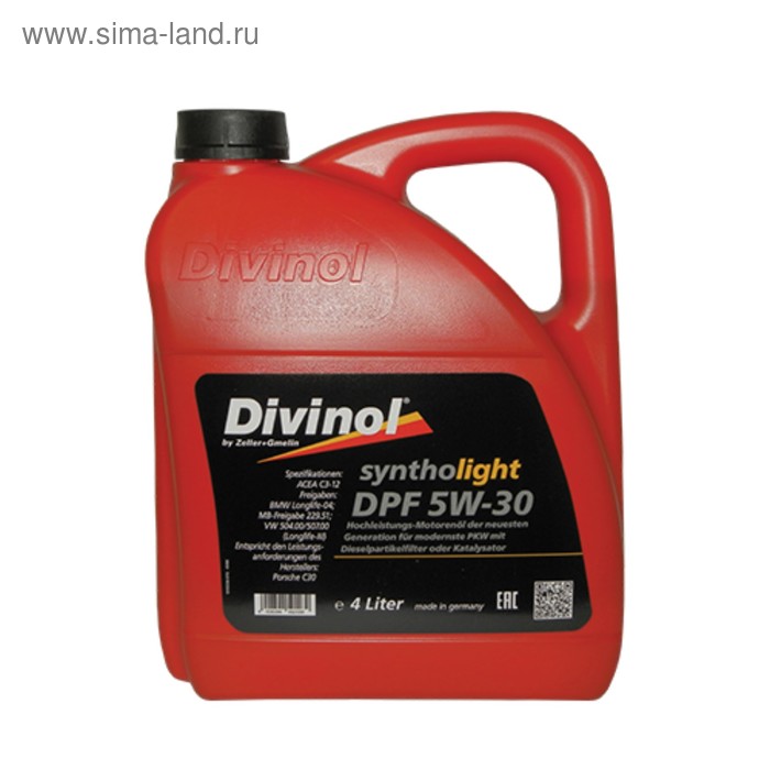 фото Масло моторное divinol syntholight dpf 5w-30, 4 л