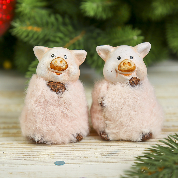 Сувенир керамика &quot;Поросёночек в розовой шубке&quot; МИКС 6х4,5х4,5 см