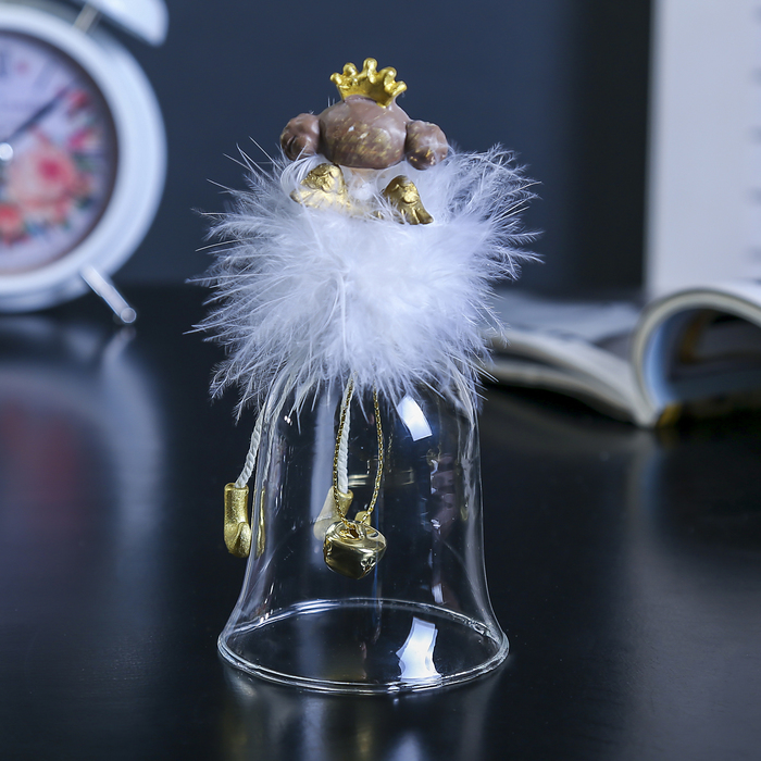 Сувенир полистоун колокольчик "Ангелочек-принцесса пушок стесняшка" 14х7х7 см