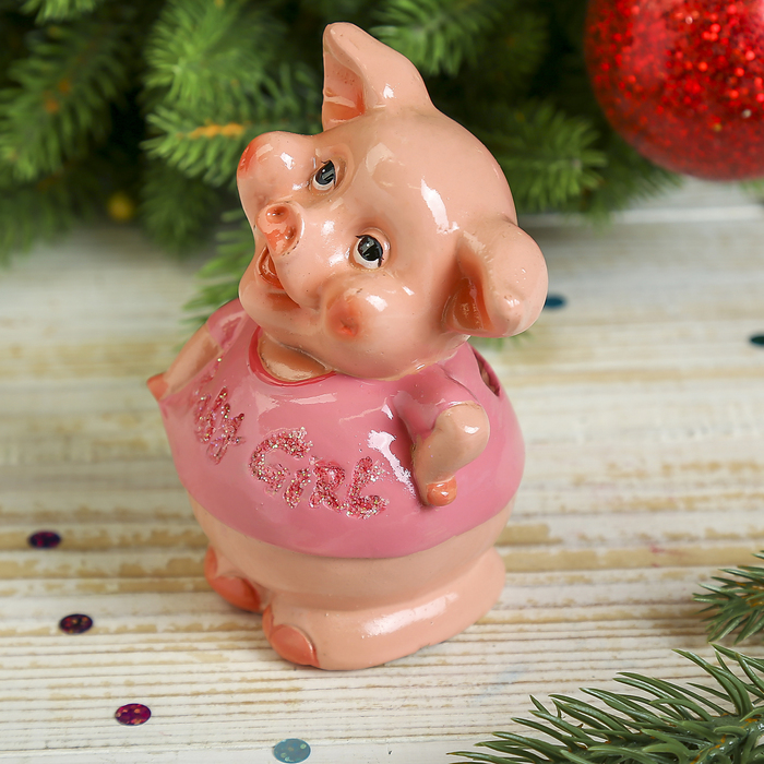 Копилка полистоун лак "Розовая хрюша Baby girl" 11х7,6х7 см